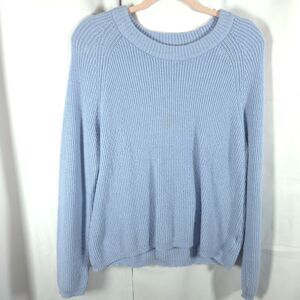 Tahari Womens Medium Blue Long Sleeve Crew Neck Pullover Sweater